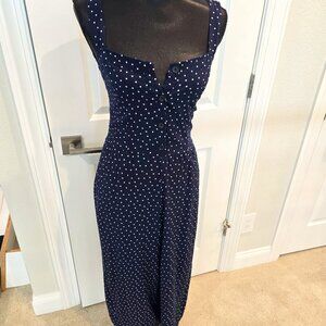Ann Taylor LOFT - Polka Dot Print Jumpsuit - Womens - Navy Blue - Size Small